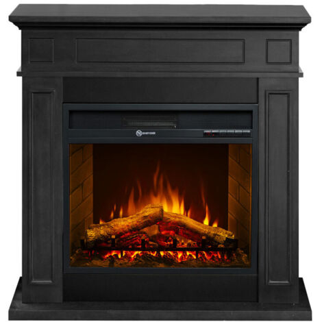Cheminée électrique sur pied JEFFERSON en bois noir L 89,5 x H 90,5 x P 28 (1/5)