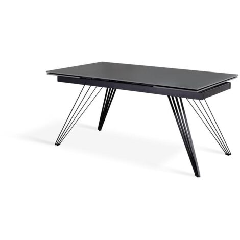 Table extensible gris vintage-noir mat 90 cm x 160-240 cm H. 76 cm (1/5)