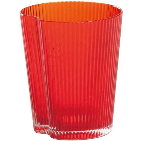 Lot De 6 Verres Handy Tumbler En Verre Soufflé Rouge, Design Ergonomique Et Empilable, Surface Avec Décoration À Rainures Verticales Pour La Table (1/2)