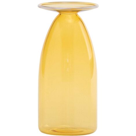 Petit vase artisanal collection Un Fiore en verre borosilicate soufflé à la main, capacité 22 cl, coloris Jaune Or, design élégant à bord évasé