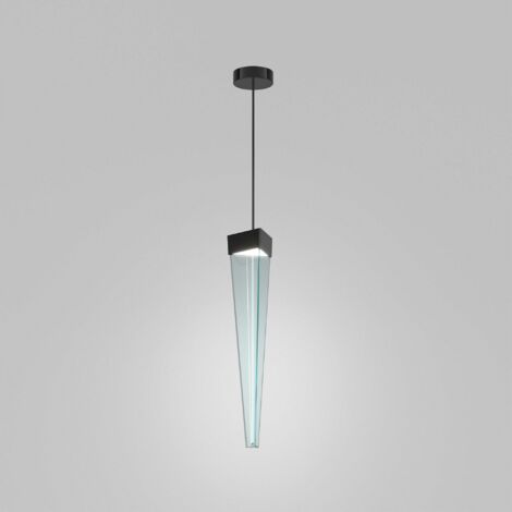 Stalactite Lampe À Suspension Led Design Pyramidal Verre Bluino Avec Structure En Nickel Noir Poli, Double Source Lumineuse, 12W, Cri 80 (1/2)