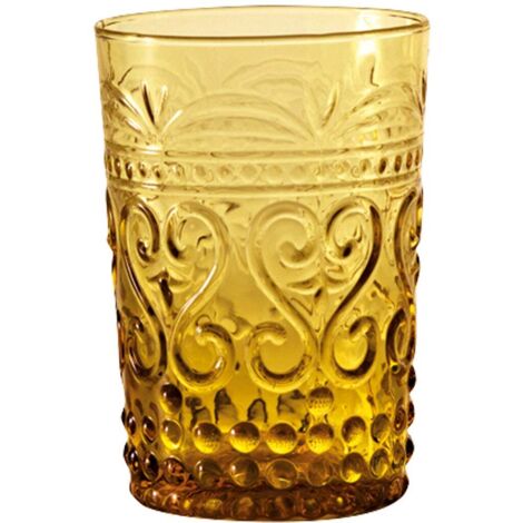 Zafferano Lot de 6 Verres Tumbler Série Provenzale en Verre Coloré dans la Masse Couleur Ambre, Design Raffiné et Résistant pour un Usage Quotidien (1/5)
