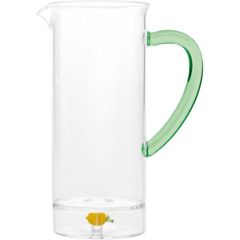 Teca Frutta Carafe en verre borosilicaté à double fond avec décor citron fait à la main pour un service de table élégant et fonctionnel (1/4)