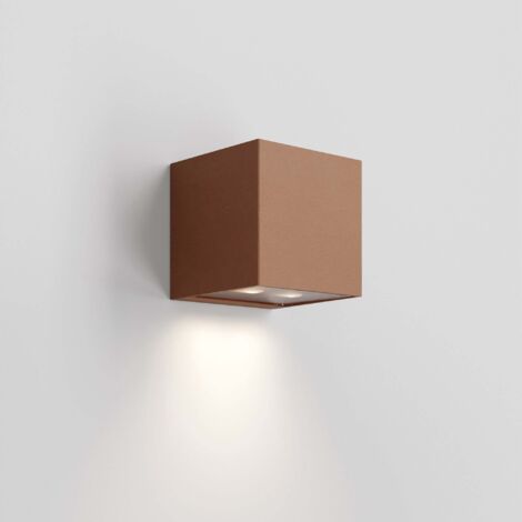 Applique asymétrique à 2 lumières pour extérieur Forward, structure en aluminium finition Corten, LED 3000K, 10.5W, protection IP54, 12x12x12 cm (1/2)