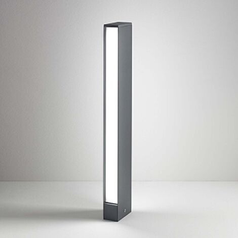 Slat Borne Lumineuse à LED Extérieur, Aluminium Moulé sous Pression Gris Foncé, Diffuseur Polycarbonate, 14W, 3000K, Indice IP54, Hauteur 60.5 cm (1/2)