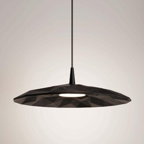 Angled Suspension Led, Design Moderne Avec Diffuseur En Céramique Artisanale, Finition Noire, 8W, 3000K, Diamètre 40Cm, Modèle Baby (1/2)