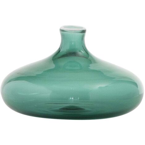 Petit vase Un Fiore 19 cm en verre borosilicate soufflé à la main couleur vert lac, idéal pour des décorations florales élégantes et raffinées.