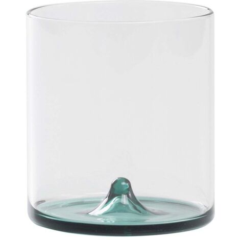 Ensemble De 4 Tumbler Discobolo En Verre Borosilicaté Soufflé À La Main, Capacité 34,5 Cl, Design Transparent Avec Fond Vert Lac Pour Tables Raffinées (1/5)