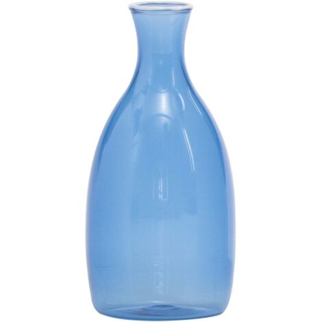 Petit vase Un Fiore capacité 35 cl en verre borosilicate soufflé à la bouche avec décoration blanche raffinée sur l'ouverture, couleur Bluino, élégant