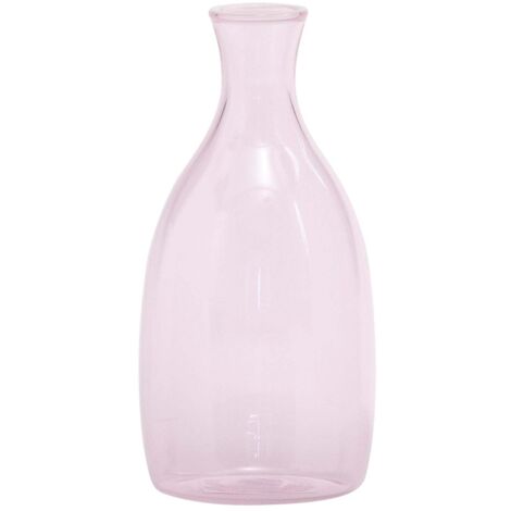 Petit vase Un Fiore capacité 35 cl en verre borosilicaté soufflé à la main avec un décor blanc raffiné sur l'ouverture, couleur Rose, design élégant