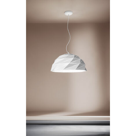 Luminaire De Suspension En Métal Pour 3 Ampoules E27, Coloris Blanc, Style Au Design Moderne, Hauteur Réglable, Diamètre 56 Cm, 10S46624 B - Perenz (1/3)