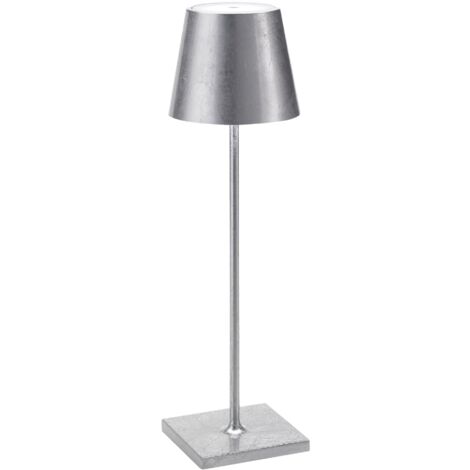 Lampe de table LED Poldina Pro Silver Leaf, rechargeable et dimmable avec une autonomie allant jusqu'à 12 heures