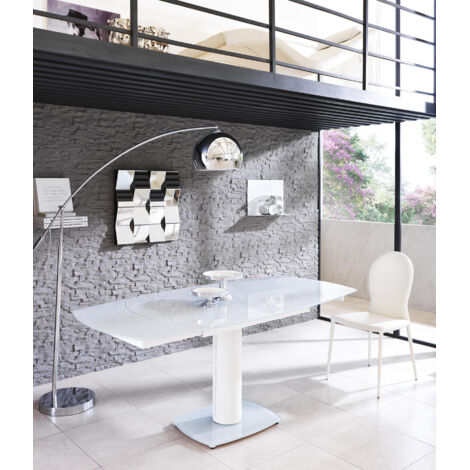 Table Extensible Kyoto En Verre Trempé Blanc Jusqu'À 180 Cm (1/5)