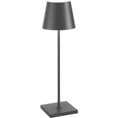 Lampe à poser LED dimmable gris foncé – Rechargeable IP54 – Autonomie jusqu'à 12h – Pour espaces extérieurs et intérieurs – Zafferano