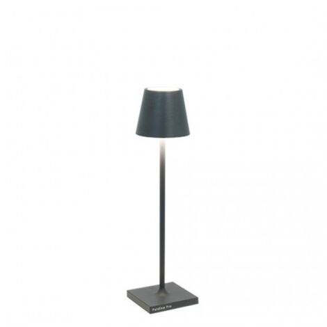Lampe de table LED Poldina Pro Micro Gris Foncé, rechargeable et dimmable avec une autonomie allant jusqu'à 12 heures