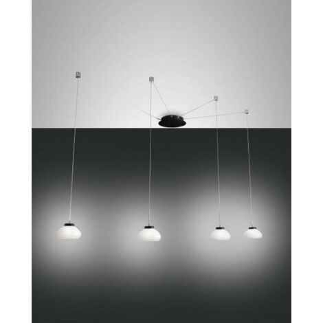 Lustre Suspension Arabella Led En Métal Et Verre Soufflé Blanc 3547-49-102 Fabas Luce (1/2)