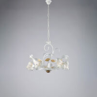 Cesto Lustre Shabby en fer laqué blanc 5 lumières 142 d.65 BL274-5-BCO