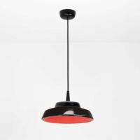 Circus Black Suspension LED 8W 3000K d.24 cm en céramique artisanale faite à la main couleur Rouge pour intérieurs design moderne et élégant