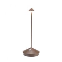 Lampe à poser LED rechargeable dimmable IP54 – Aluminium Corten – Lumière chaude 3000K – Ø10,5x29 cm – Autonomie 13h – Zafferano