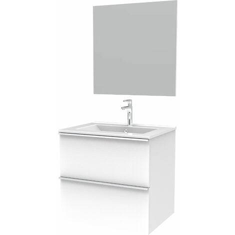 Armario espejo baño contrachapada blanco brillo 62,5x20,5x64 cm -  referencia Mqm-803314