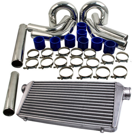600 x 300 x 76mm Intercooler Silver + 3" Intercooler Piping Pipe Kit Hose Kit