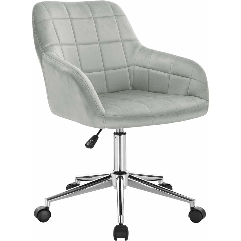 WOLTU 1x Silla de Escritorio Terciopelo Silla de Oficina con Ruedas Silla de Ordenador Silla Giratoria de Oficina Altura Ajustable Taburete de Trabajo Silla de Trabajo Gris Claro BS79hgr