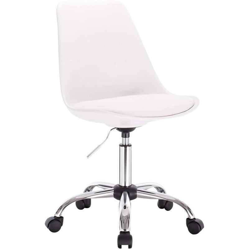 Woltu 1x Silla de escritorio pu oficina con ruedas ordenador giratoria altura ajustable taburete trabajo cuero artificial blanco bs39ws