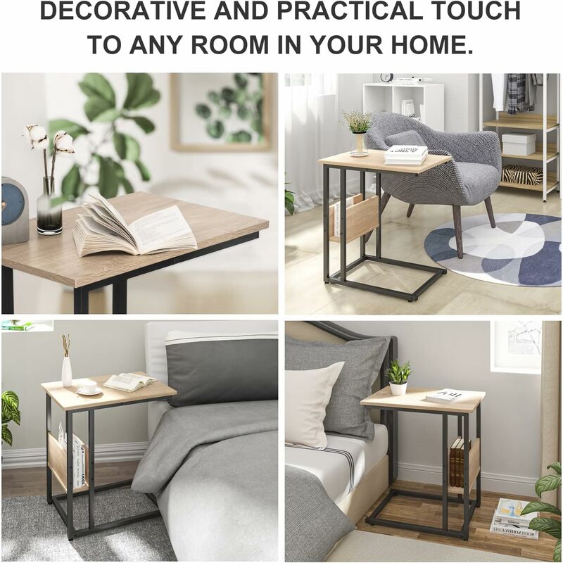 Mesa auxiliar cuadrada, diseño de estilo simple, mesa auxiliar de 3  niveles, mesita de noche de madera para sala de estar, dormitorio, fácil  montaje