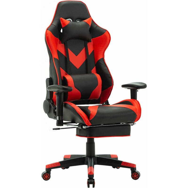 SONGMICS Silla de Oficina, Silla Gaming, Altura Ajustable, Superficie de PU  y Tela de Algodón y