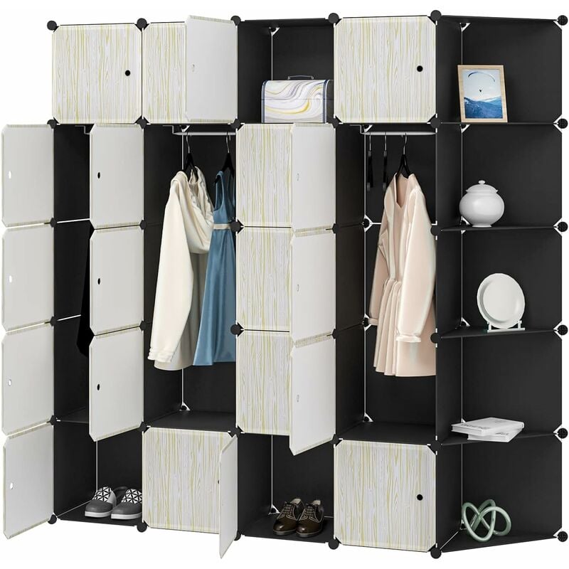 Woltu Armario Modular estantería por diy de 25 cubos con puertas para almanceje ropa juguetes zapatos sr0102she