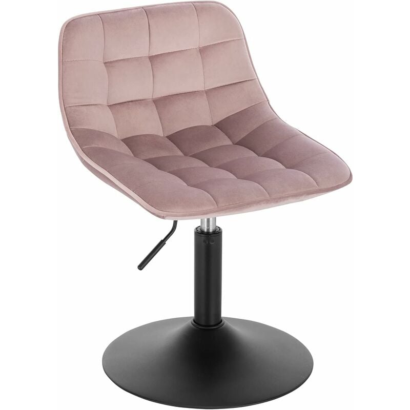 Woltu 1x Taburetes con respaldo terciopelo cocina regulable en altura giratorio peluquería sillas bar de escritorio rosa 3849.5 cm bh300rs1