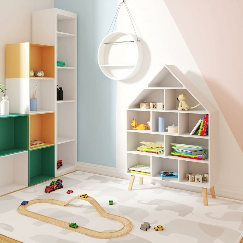 WOLTU-Estantería blanca con 5 compartimentos para niños, estantería de  almacenamiento Montessori para guardería, juguete de dibujos animados,  habitación infantil - AliExpress