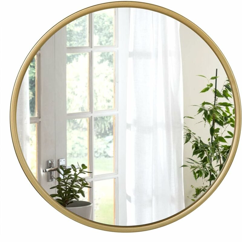Espejo redondo de 40 cm/50 cm/60 cm/70 cm, espejo de pared circular con  marco de metal dorado, espejo montado en el techo para baño, dormitorio,  sala