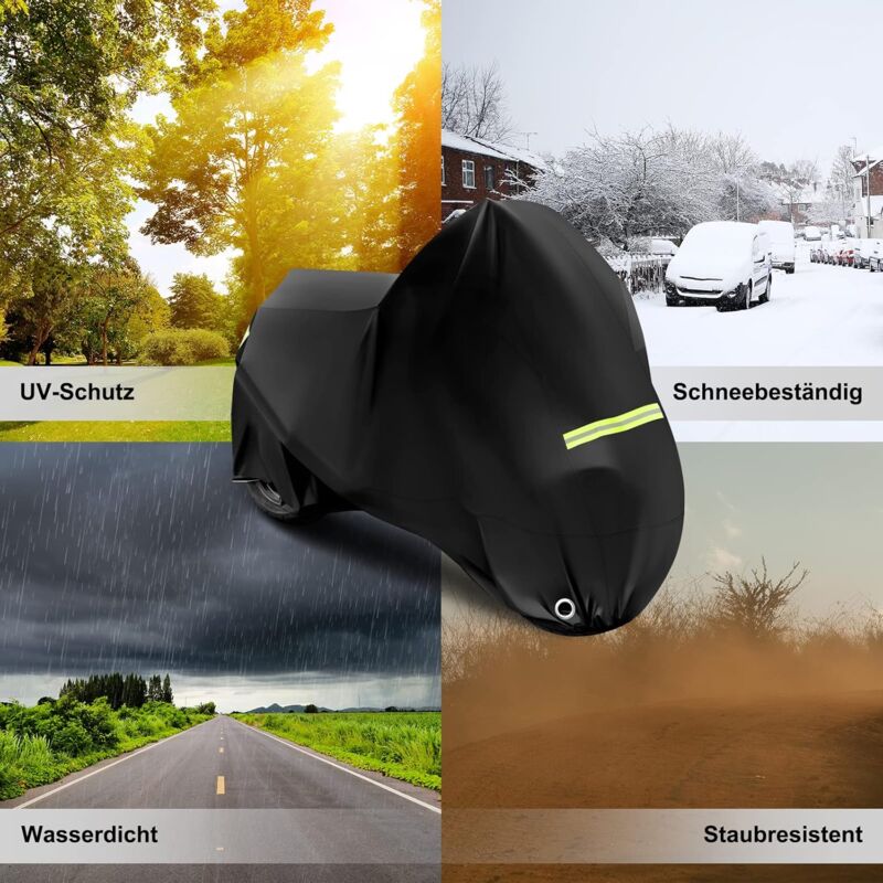 WOLTU Funda Moto de Tela Oxford 210D Cubierta para Moto Impermeable  Protección contra UV Viento y Lluvia con Agujeros de Candado Dobladillo  Elástico y Hebilla 245x105x125cm Negro