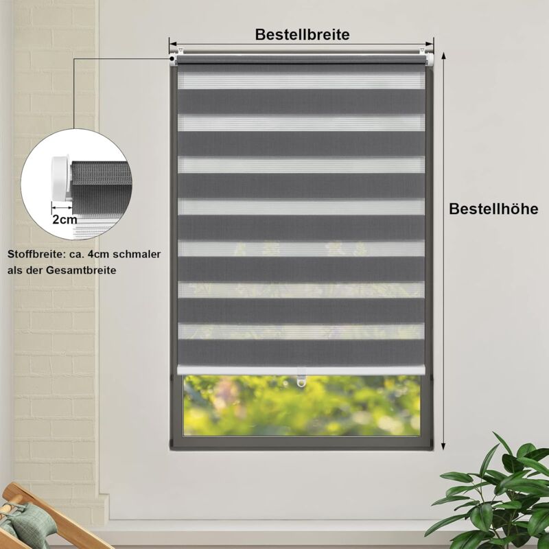 WOLTU Estor Enrollable Doble Capa Estor Día y Noche con Klemmfix sin  Perforar Estor Translucido y Opaco para Ventanas Fácil de Instalar en  Puertas y Ventanas 70x150 cm Gris Oscuro