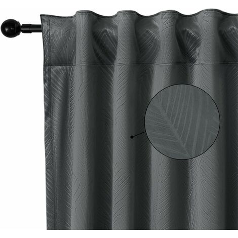 Cortina opaca con ganchos look de lino negro 290×245 cm – For My Casa