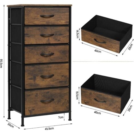 WOLTU Cómoda de Dormitorio con 5 Cajones. Estructura de Metal y MDF