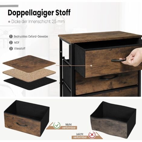 WOLTU Cómoda de Dormitorio con 5 Cajones. Estructura de Metal y MDF
