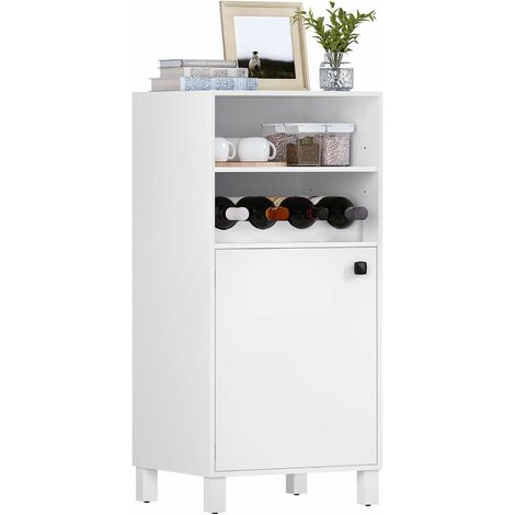 WOLTU Aparador Moderno con Mucho Espacio. Aparador de Cocina con Botellero para 5 Botellas. estantería Cerrada. Blanco