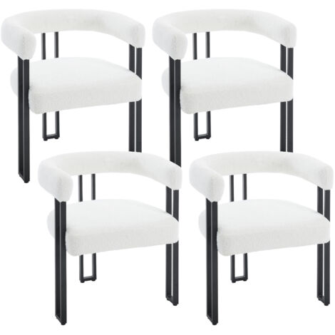 WOLTU 4x Sillas de Comedor Sillas de Cocina con Patas de Metal para Comedor, Chenilla, Crema