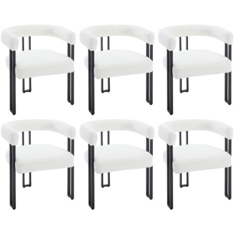 WOLTU 6x Sillas de Comedor Sillas de Cocina con Patas de Metal para Comedor, Chenilla, Crema