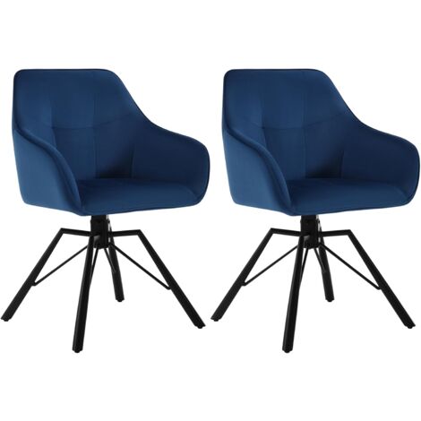 WOLTU 2x Sillas de Comedor Giratorias 360°, Sillón de Terciopelo, Azul (1/5)