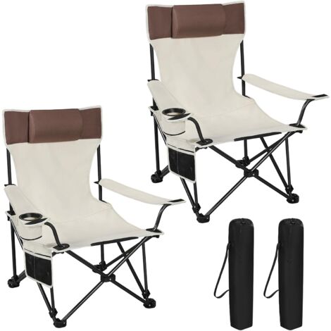 WOLTU 2x Silla de Camping Plegable hasta 150 kg Silla de Pesca Silla Plegable, Beige