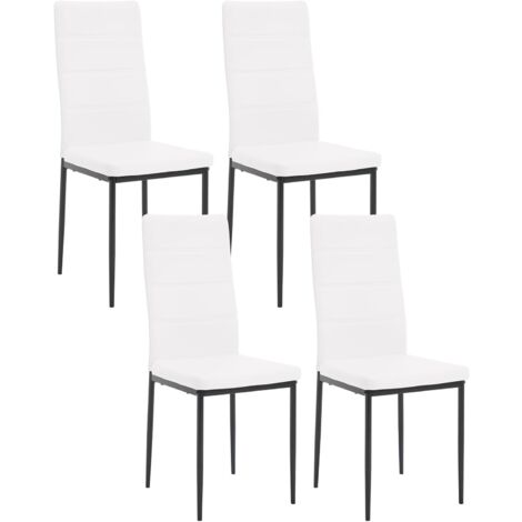 WOLTU Juego de 4 sillas modernas de comedor, salón, cocina, asiento de piel sintética y metal, color blanco (1/5)