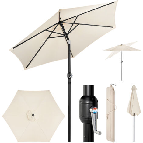 WOLTU Sombrilla de Jardín, Sombrilla de Exterior, Manivela, 6 Varillas, φ300cm, Beige
