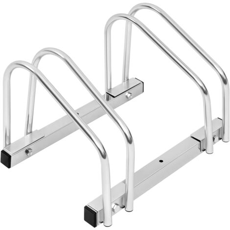 WOLTU Portabicicletas para 2 bicicletas Portabicicletas de metal Soporte para montaje en suelo y pared, Plata