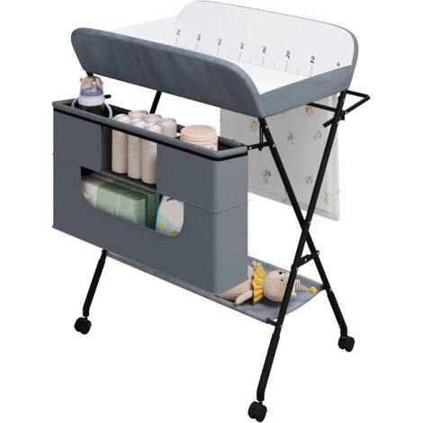 WOLTU Cambiador plegable para bebés, mesa para cambiar pañales para niños, gris