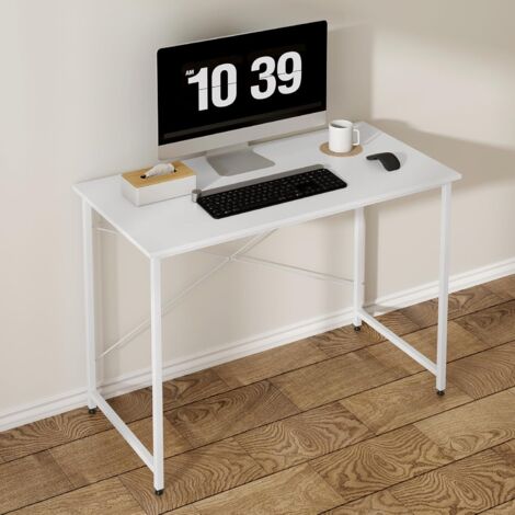WOLTU Escritorio para ordenador Mesa para PC Estante moderno para oficina Trabajo Estudio 100x50x75,5 cm, Blanco