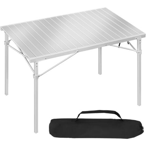 WOLTU Mesa Plegable con Estructura de Aluminio 103,5×69×70cm Ideal para Camping Plata
