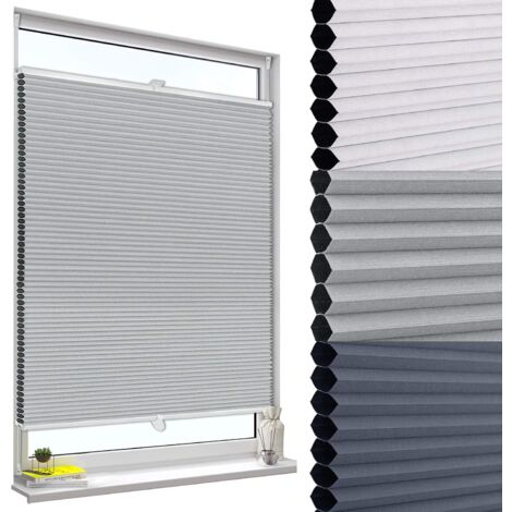 WOLTU Estor Enrollable Plisado de Panal de Abeja para Ventana Gris-Blanco 50x120 cm